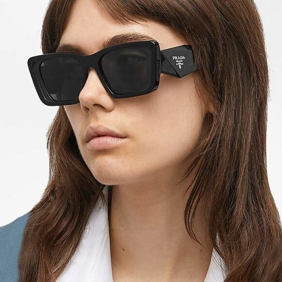 NEW Prada PR08YS 1AB5S0 Black Dark Gray Cat Eye Unisex Sunglasses - Picture 12 of 14